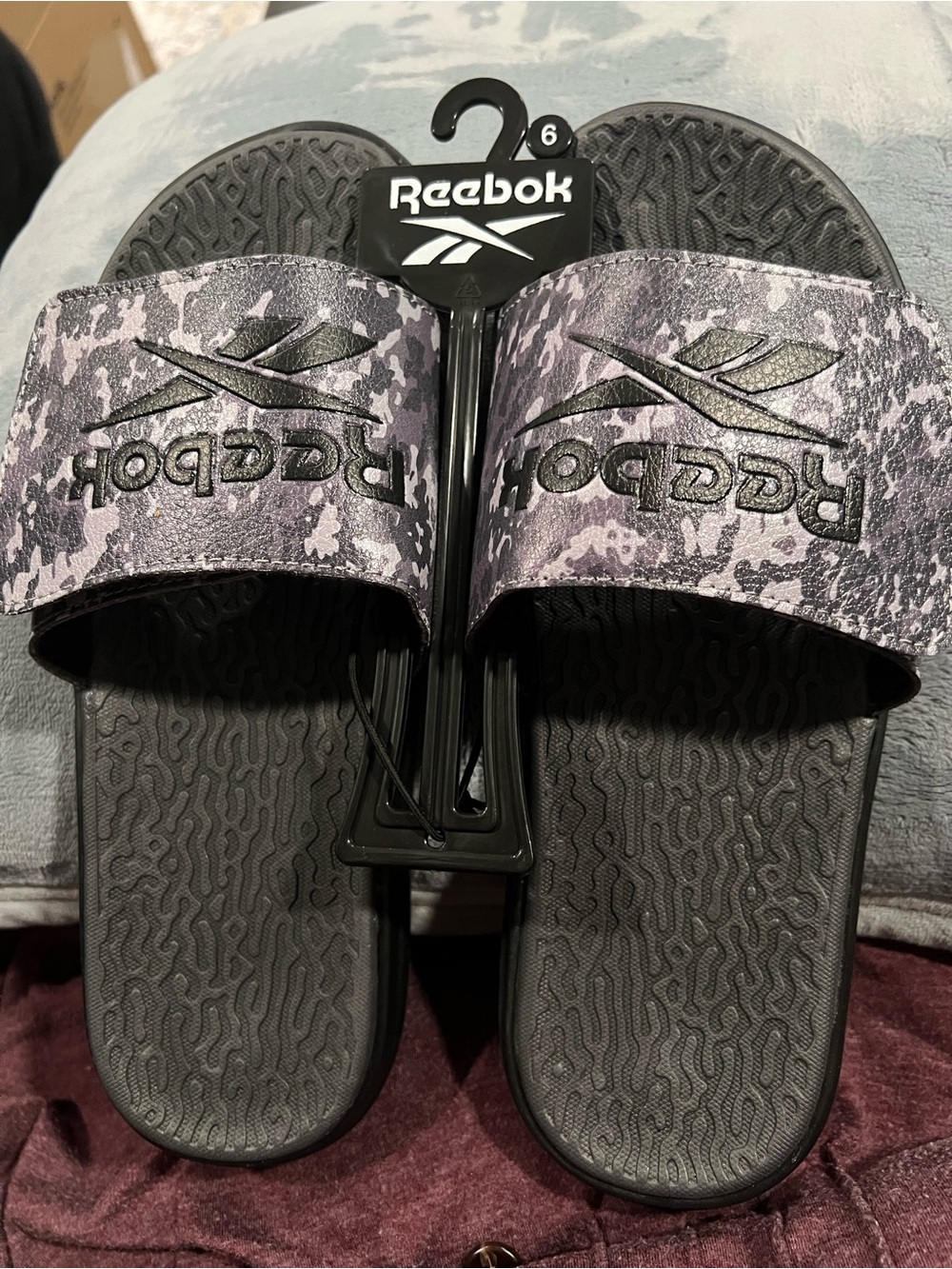 Reebok Black Slides Kids Camo Strap